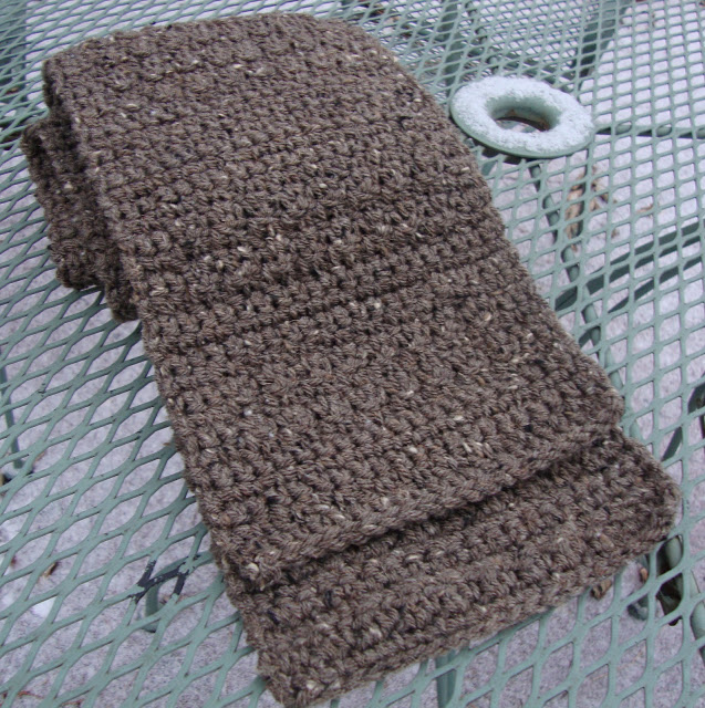 brown warm crocheted men's scarf